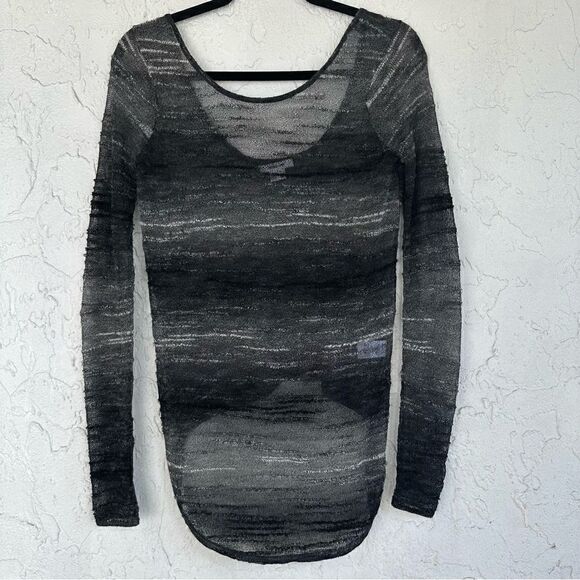 HELMUT LANG Open Knit Asymmetrical Sweater Top Womens Petite Small Mohair Wool - Picture 1 of 8